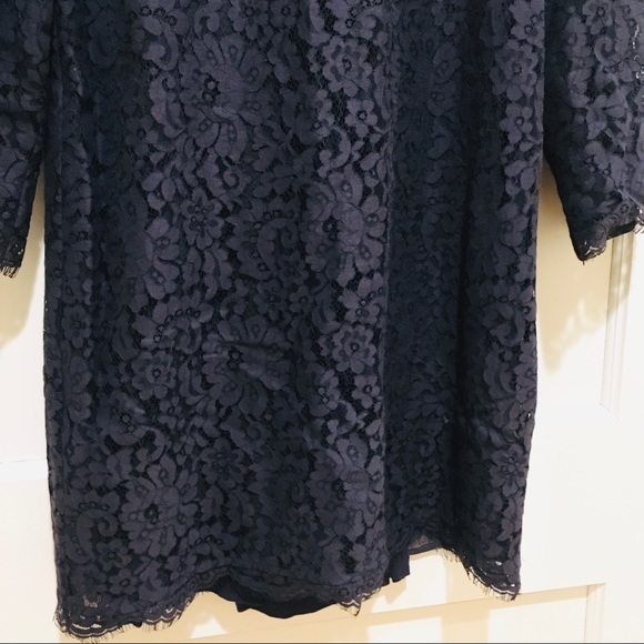 ⭐️ Joie Portia Lace Mini Dress Navy Medium 3/4 Sleeves Cotton Blend - Picture 9 of 11